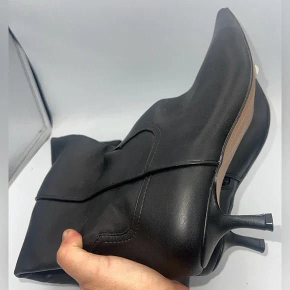 Steven New York Britt Black Knee High Kitten Heel Western Boots 8.5M NEW - Picture 6 of 10
